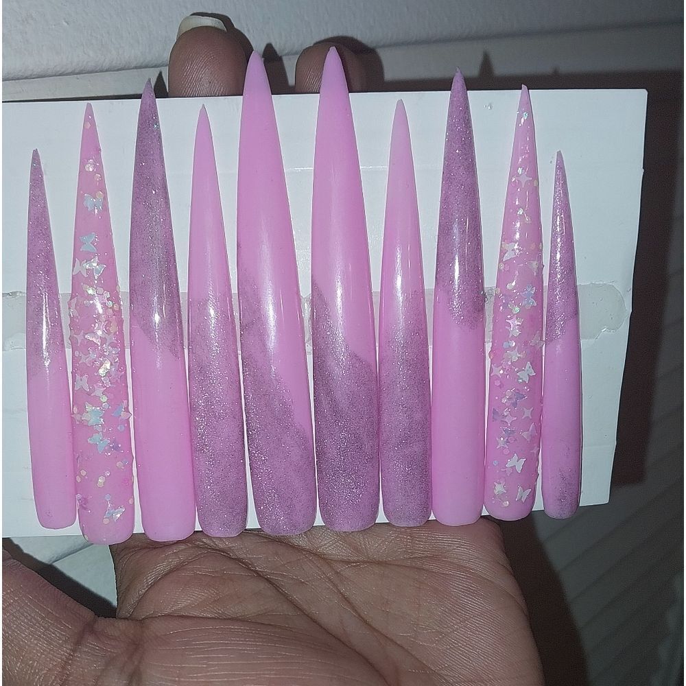 Hand crafted custom 10pc xxxl acrylic press on nails Sz Medium